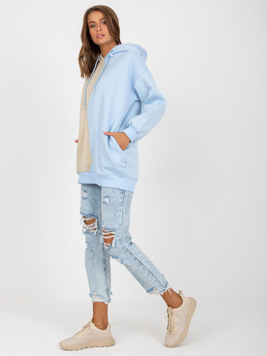 Rue Paris Women's Hooded Sweatshirt Light Blue