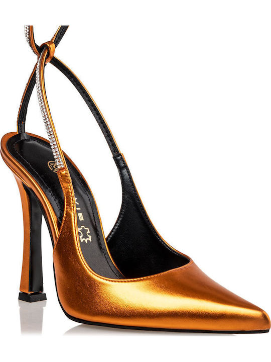 Pointed Toe Heels with Stiletto Heel Orange