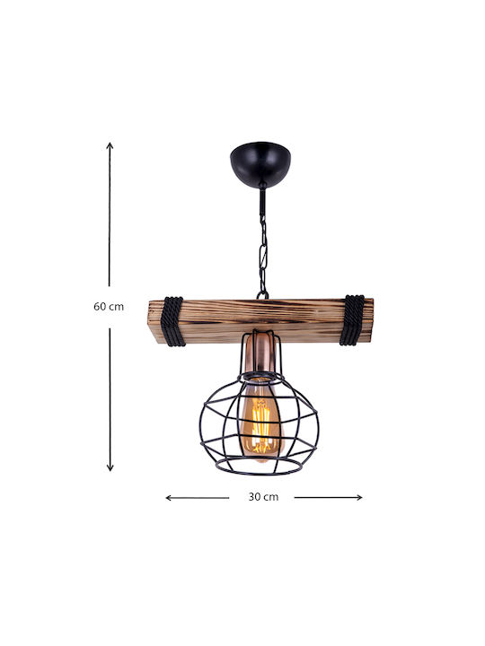 Megapap Marit Pendant Light Brown with Rope for Socket E27 60cm
