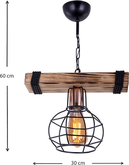 Megapap Marit Pendant Light Brown with Rope for Socket E27 60cm