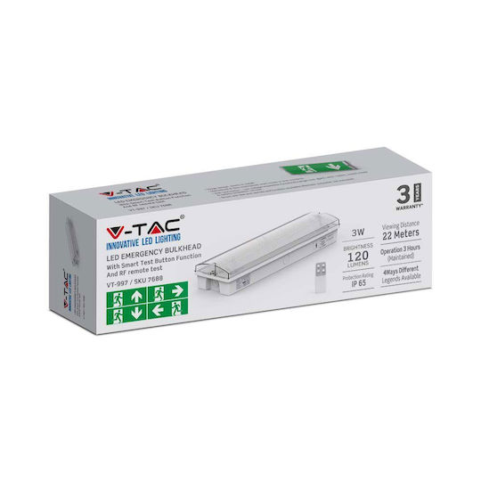 V-TAC LED Εφεδρικό Φωτιστικό Ασφαλείας με Τροφοδοσία Μπαταρίας και Τηλεχειριστήριο