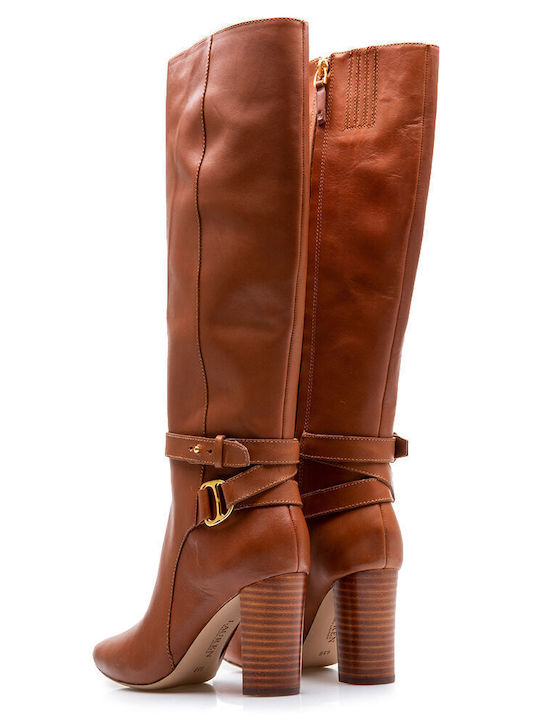Leather High Heel Women's Boots Makenna Brown