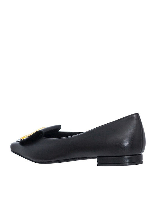 Synthetic Leather Pointy Ballerinas Black