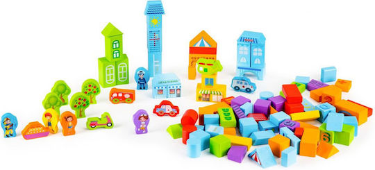 Ecotoys Cuburi De Construit Din Lemn Pentru 2+ Ani 100 Bucăți