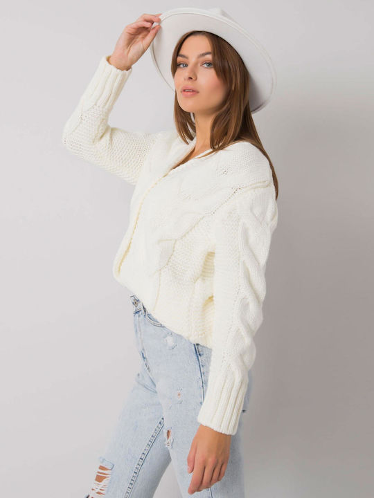 Rue Paris Short Women's Knitted Cardigan White