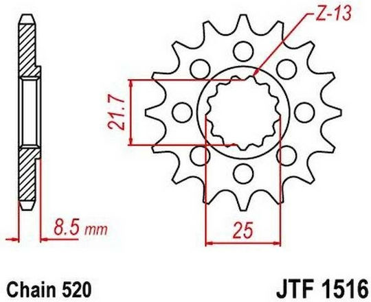 JT Sprockets Γρανάζι Μπροστά 16 Δοντιών για Kawasaki Ninja ZX - 7 R