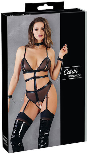 Cottelli Collection Körperbody Schrittfreier Body mit Ketten Schwarz