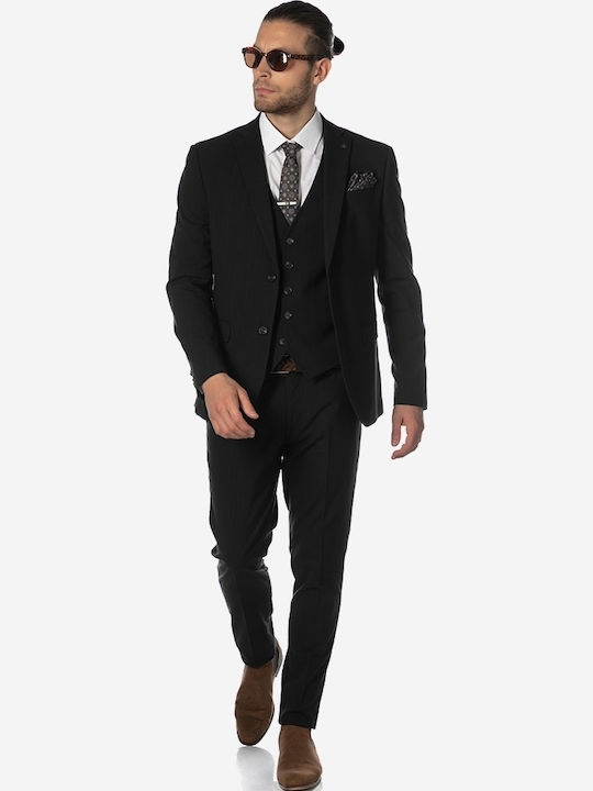 Men's Summer Suit with Vest Slim Fit Navy Blue