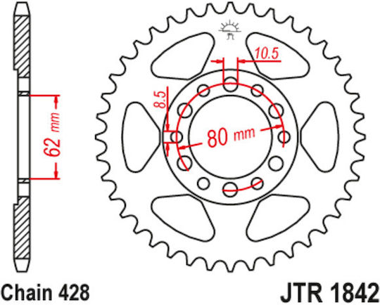 JT Sprockets Γρανάζι Πίσω για Yamaha XT 350