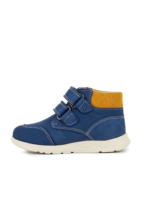 Pablosky Kids Suede Boots with Hoop & Loop Closure Blue