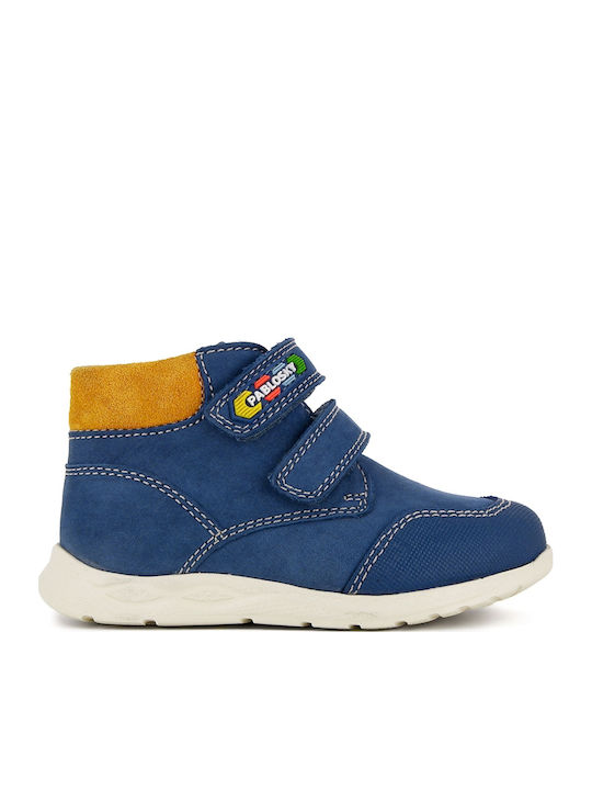 Suede Kids Boots with Velcro Blue