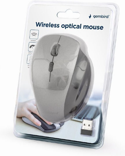 Gembird MUSW-6B-02-BG Wireless Ergonomic Mouse Black/Spacegrey