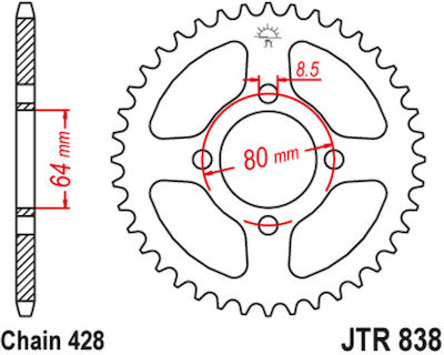 JT Sprockets Γρανάζι Πίσω 39 Δοντιών για Yamaha Crypton-X 135