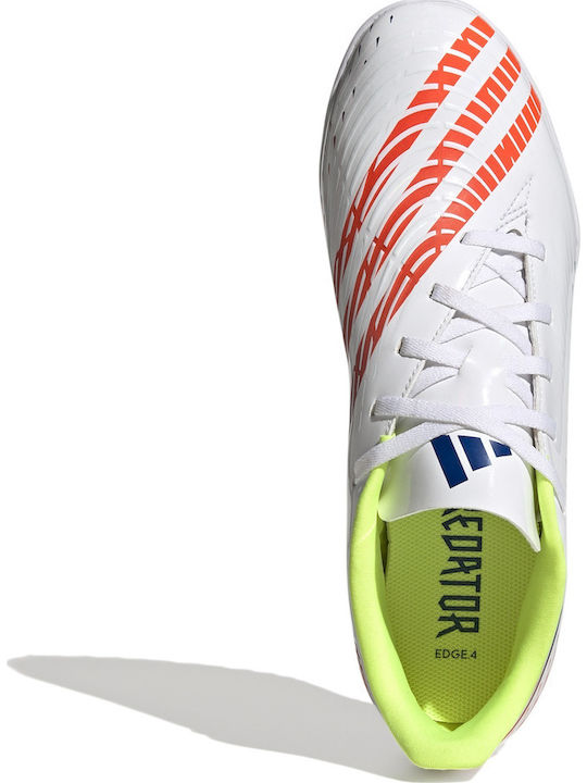 adidas Predator Edge.4 Football Shoes with Molded Cleats Cloud White / Solar Yellow / Power Blue