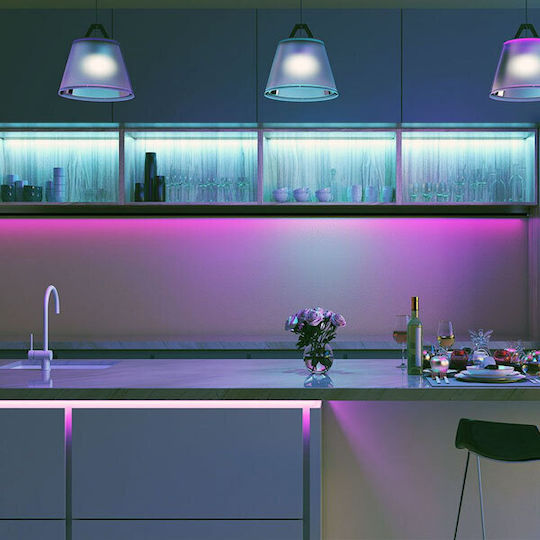 V-TAC Waterproof Smart LED Strip Wi-Fi 12V Adjustable White Light 5m Type SMD5050 with Power Supply & Remote Control