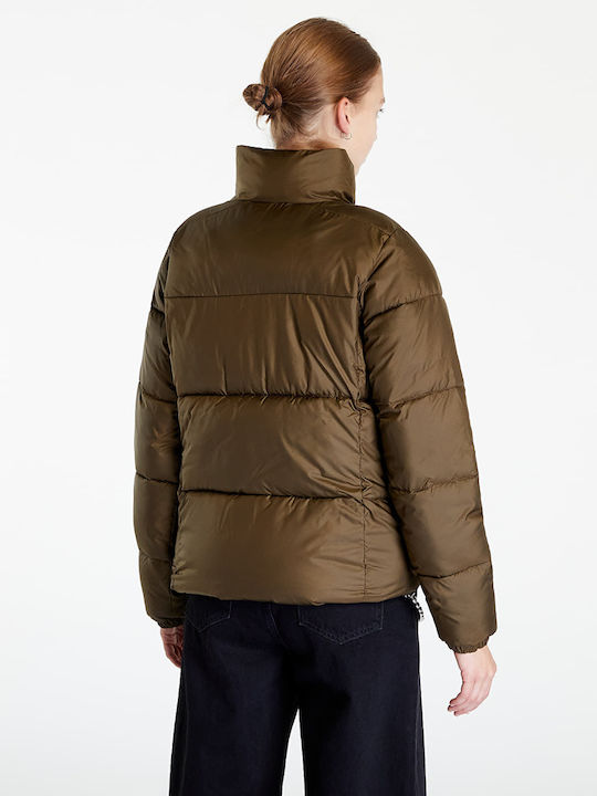 Puffect Women's for Hiking Short Puffer Jacket for Winter Olive Green