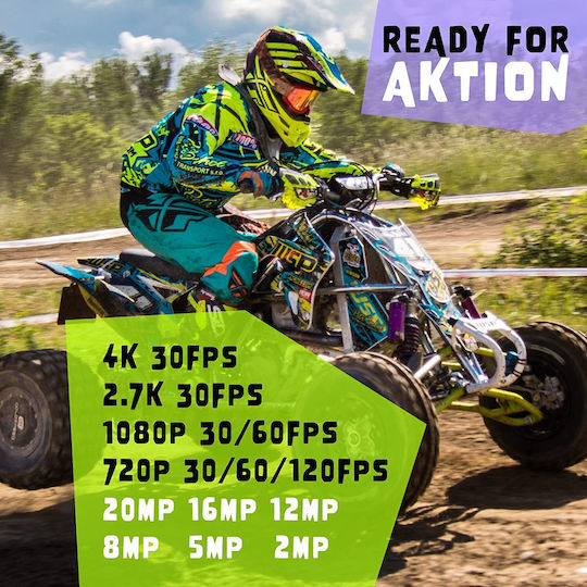 Exprotrek ‎E-A-F Action-Kamera 4K Ultra HD Unterwasser (mit Gehäuse) mit Bildschirm 2" und Wi-Fi Schwarz