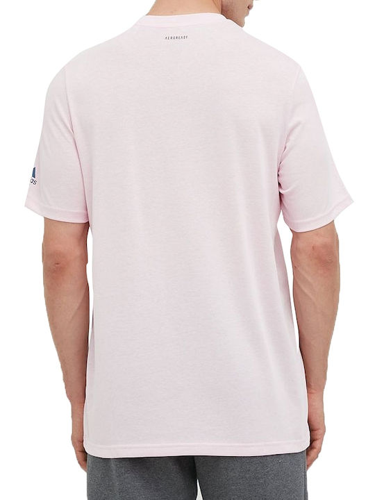 Adidas Tennis Aeroready Graphic Αθλητικό Ανδρικό T-shirt Ροζ με Λογότυπο