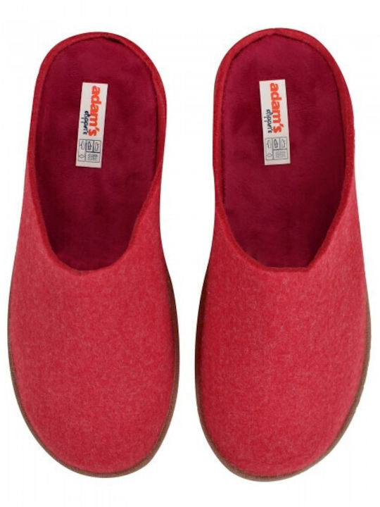 Adam's Shoes Χειμερινές Γυναικείες Παντόφλες σε Κόκκινο Χρώμα