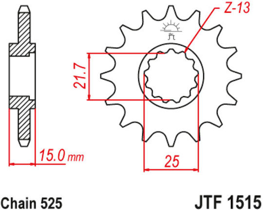 JT Sprockets Front Sprocket 15 Teeth for Kawasaki Ninja ZX - 6 R / ZRX 400