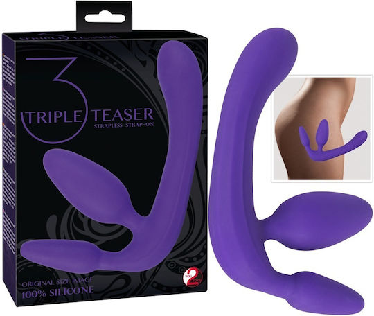 You2Toys Strapless Strap-On Triple Teaser Strapless Strap On με Τριπλό Dildo 20cm σε Μωβ Χρώμα