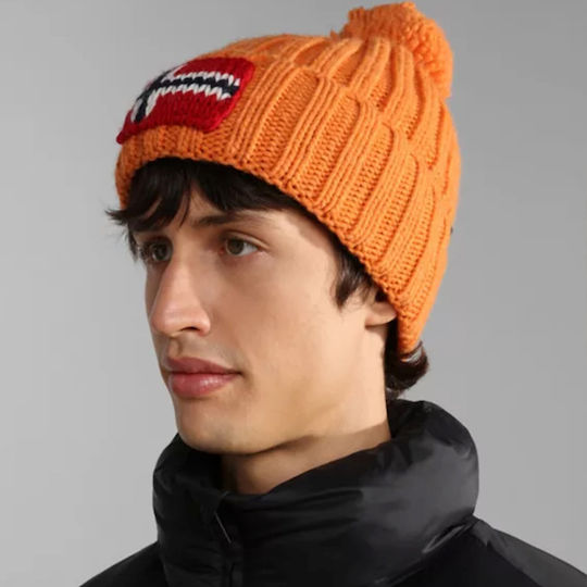 Semiury NA4GKB Ribbed Beanie Cap Orange Buttern NP0A4GKB-AA3