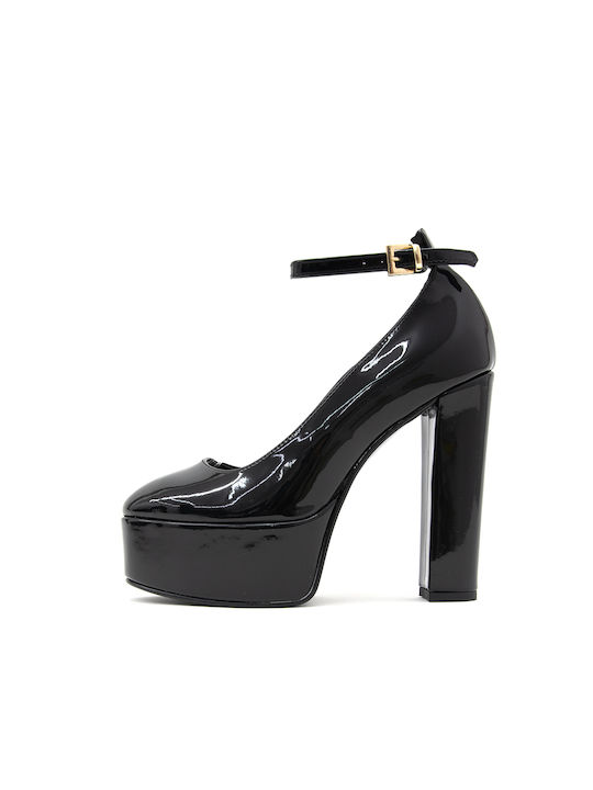 DIVINE FOLLIE PATENT LEATHER HIGH HEEL PUMPS WOMEN DIVINE FOLLIE BLACK (DVN-1809435-PL)