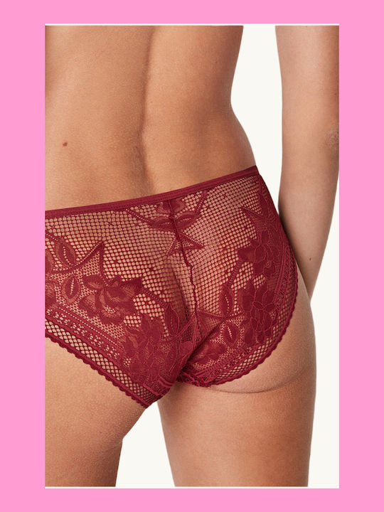 Gisela Lace Underwear Set with Bra & Brazil Burgundy