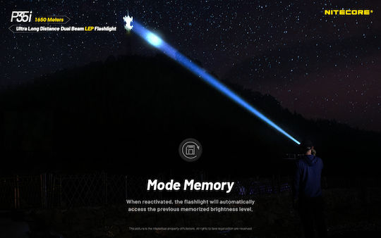 NiteCore Επαναφορτιζόμενος Φακός LED IP68 με Μέγιστη Φωτεινότητα 3000lm P35i
