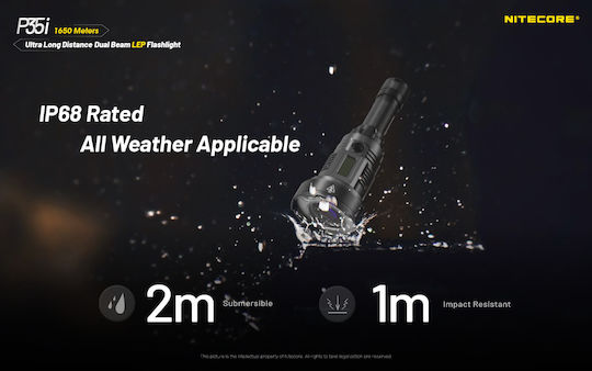 NiteCore Επαναφορτιζόμενος Φακός LED IP68 με Μέγιστη Φωτεινότητα 3000lm P35i