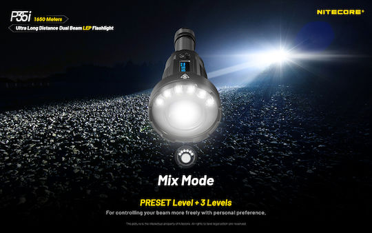 NiteCore Επαναφορτιζόμενος Φακός LED IP68 με Μέγιστη Φωτεινότητα 3000lm P35i