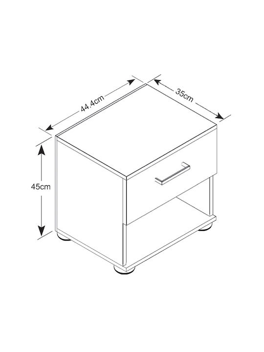 Renato Wooden Bedside Table Γκρι Oak / Dark Atelier 44x35x43cm