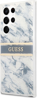 Guess Marble Plastic Back Cover with Strap Blue / White (Galaxy S22 Ultra 5G)