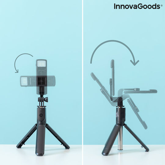 InnovaGoods Tridiex Selfie Stick Cell Phone Tripod Bluetooth with Lighting Black