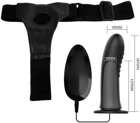 Pretty Love Myron Harness με Dildo 18cm και Δόνηση σε Μαύρο Χρώμα