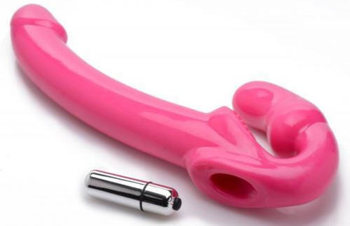 Strap U 7x Revolver Vibrating Strapless Strap-on Fără bretele Strap On cu Dildo 29cm cu vibrație în Culoare Roz