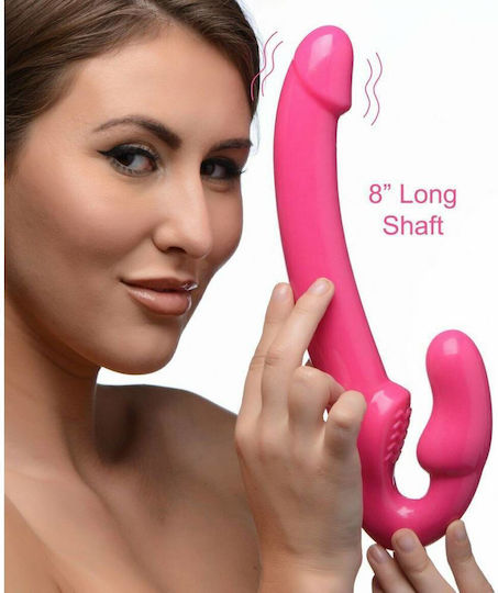 Strap U 7x Revolver Vibrating Strapless Strap-on Fără bretele Strap On cu Dildo 29cm cu vibrație în Culoare Roz