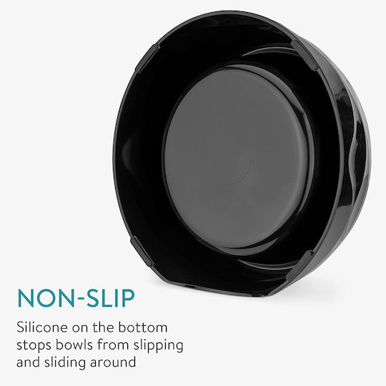 Navaris Stainless Steel Bowl Food & Water for Dog & Cat with Base 350ml 14cm in Black Color 2pcs