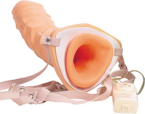 Seven Creations Strap-on Vibrating Hollow Extender Harness με Dildo 20cm στο χρώμα του δέρματος