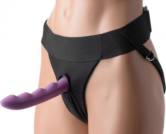 Strap U Avalon Jock Style Strap On Harness Арсенал с Единично Дилдо в Черен цвят
