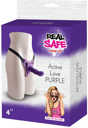 Toyz4lovers Real Safe Stap-on Active Love Harness με Dildo σε Μωβ Χρώμα