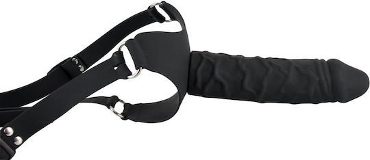 You2Toys Silicone Strap-on Harness με Dildo 17cm σε Μαύρο Χρώμα