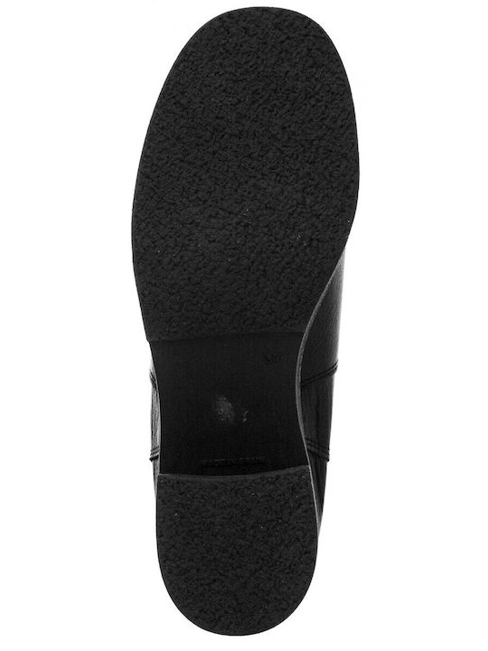 Leather Women's Chelsea Boots with Medium Heel Black