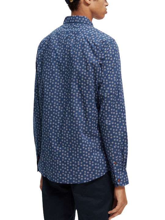 Scotch & Soda Herrenhemd Langärmelig Polka Dot Blau