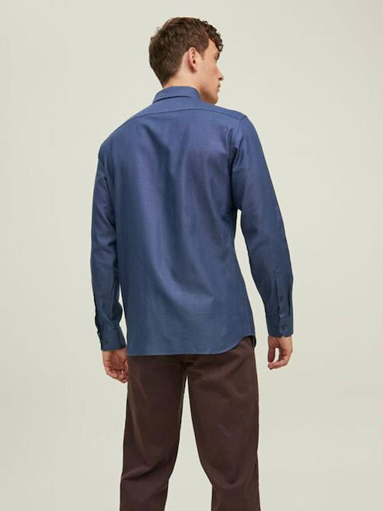 Jack & Jones Herrenhemd Langärmelig Baumwolle Blau