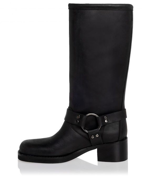 Leder Damenstiefel Schwarz