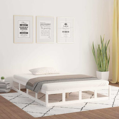 Bed Base King Size made of Wood White 180x200cm.