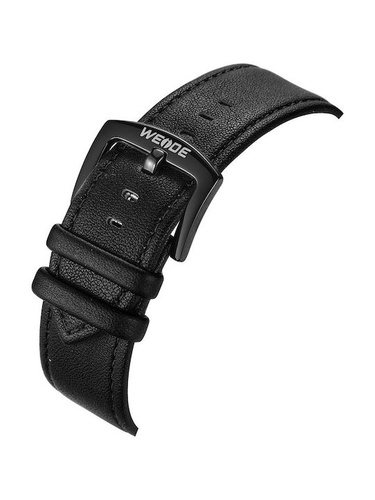 Weide Analog/Digital Herrenuhr 43mm Chronograph Batterie mit Schwarz Lederarmband