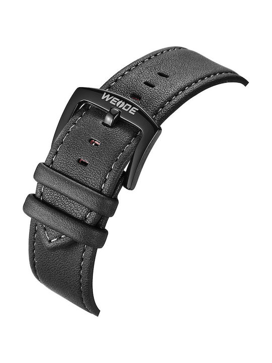 Weide Analog/Digital Herrenuhr 43mm Chronograph Batterie mit Schwarz Lederarmband
