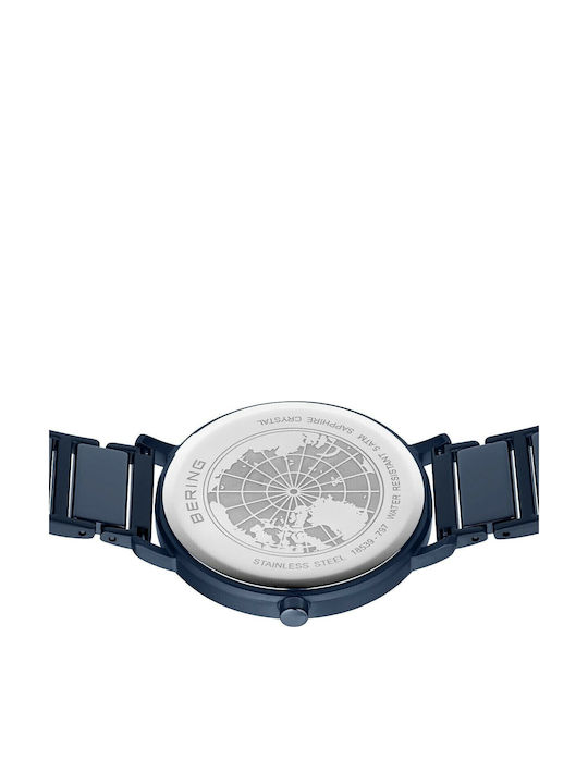 Bering Time Ανδρικό Ρολόι 39mm Μπαταρίας με Μπλε Κεραμικό Μπρασελέ